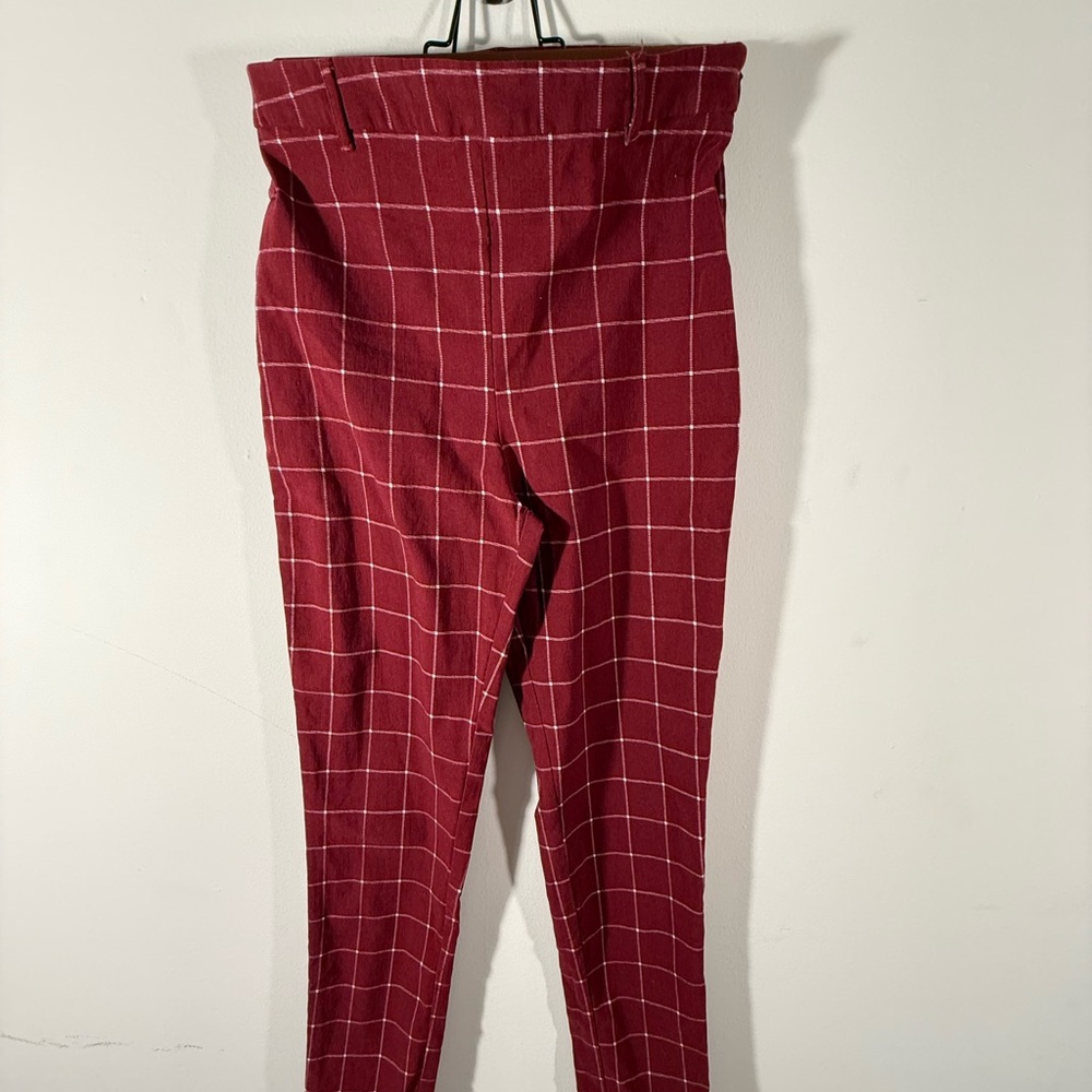 Forever 21 Red Plaid High-Waisted Pants